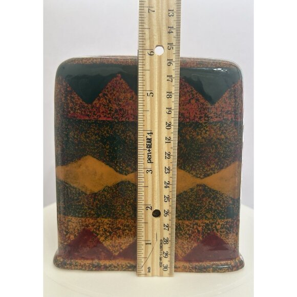 Vintage Southwestern Aztec Western Rustic Tissue Holder Ceramic Box Cover USA - Picture 11 of 13